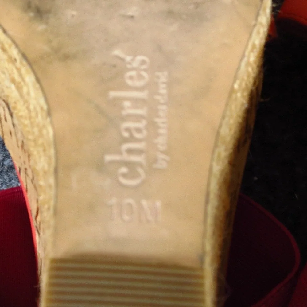 Charles by Charles David Womens Wedge Sandals Size 10M Summer Coral Pink Cork